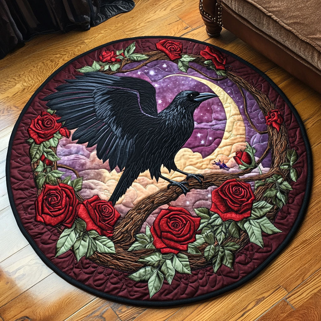 Mystic Crow Rose WP0404008CL Quilted Round Mat