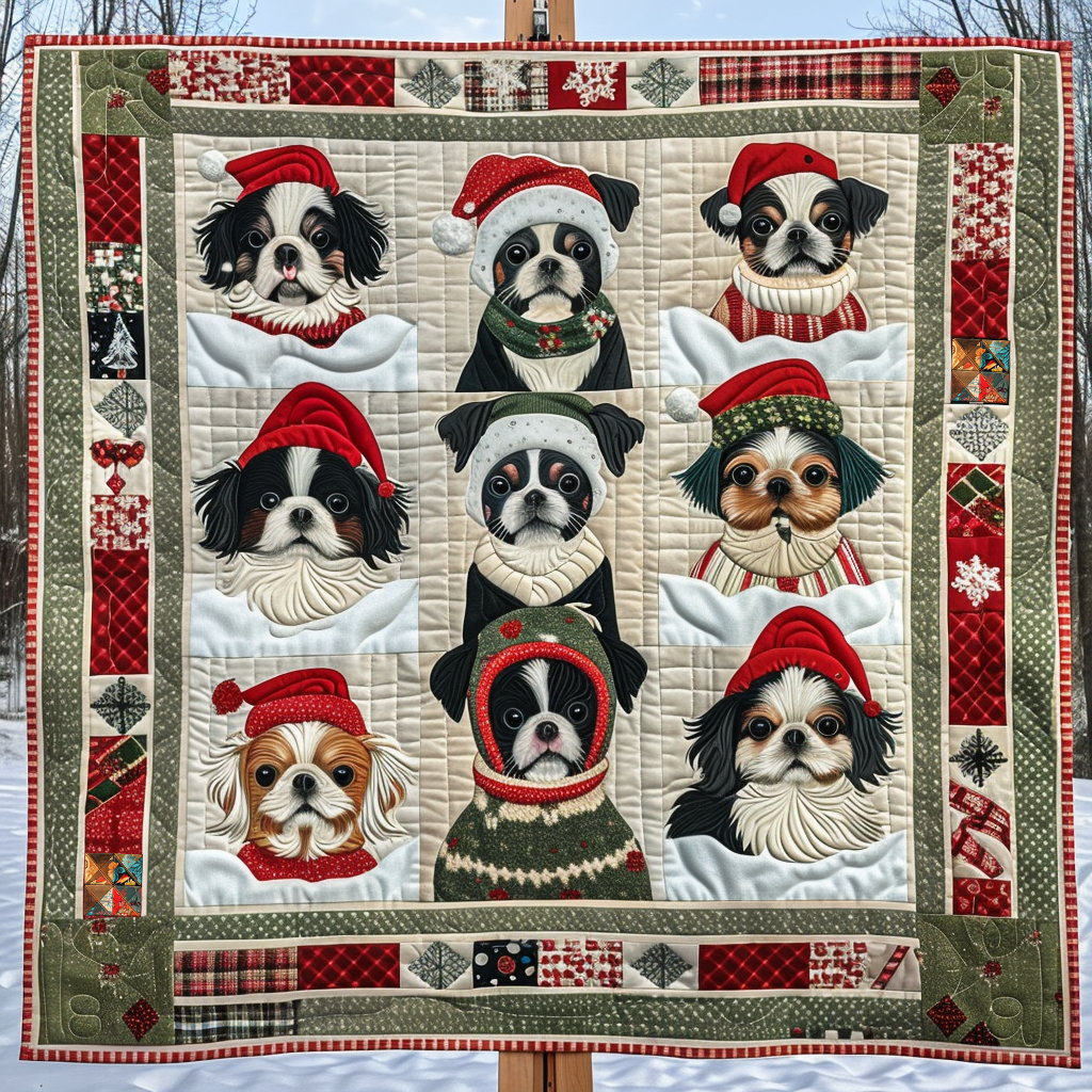 Christmas Papillon Dogs XR2110002CL Quilt