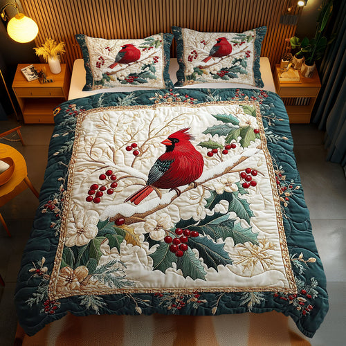 Cardinal In Holly Branch WY2512037CL Duvet Cover Set