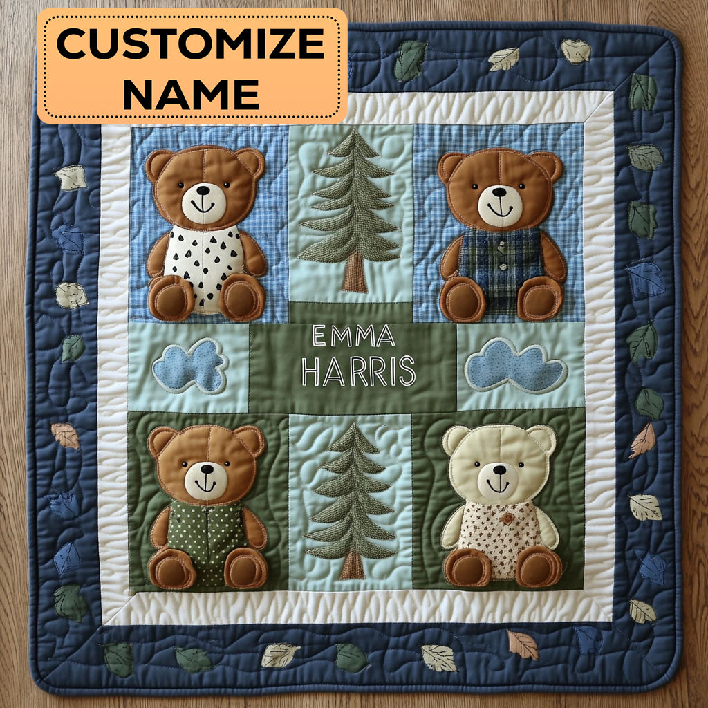 Teddy Bear Forest CW2207053CL Personalized Baby Quilt