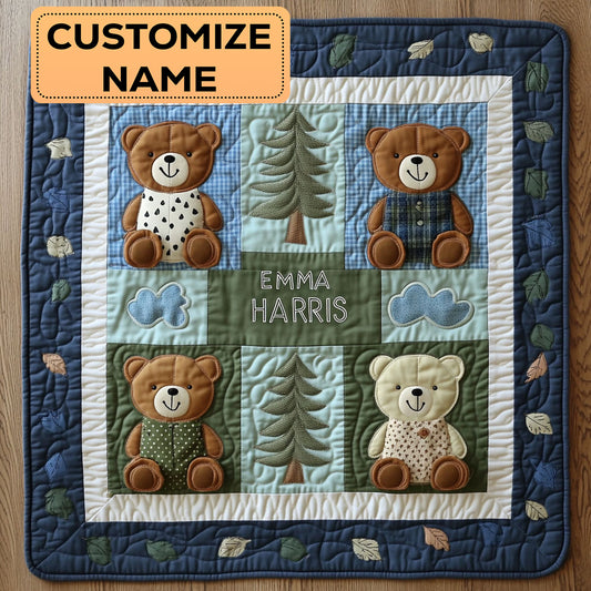 Teddy Bear Forest CW2207053CL Personalized Baby Quilt