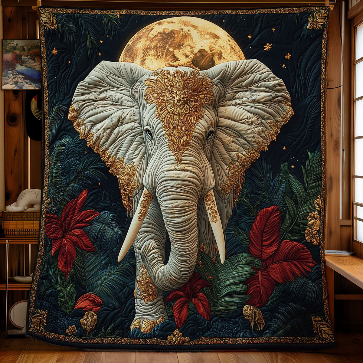 Elephant In Night Forest WY1801065CL Quilt