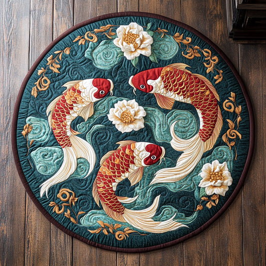 Tranquil Koi Dance CW2507050CL Quilted Round Mat