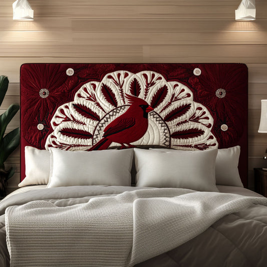 Crimson Cardinal Blessing KL2412001CL Quilted Headboard Slipcover