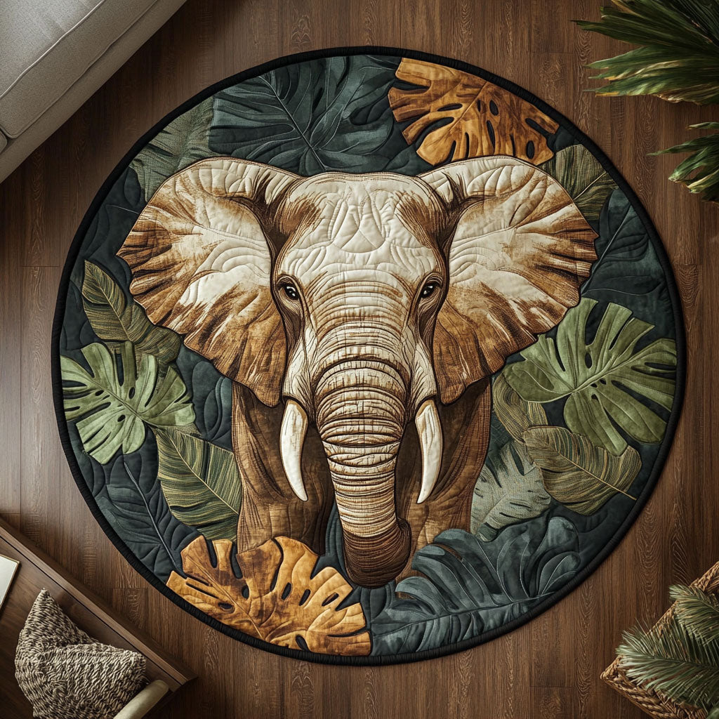 Elephant Forest CW1201057CL Quilted Round Mat