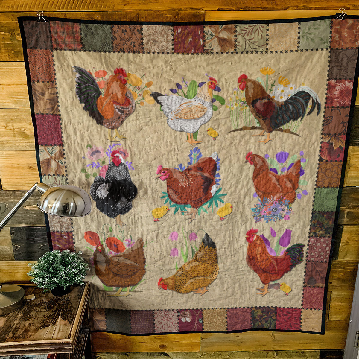 Rooster Flower YR1608002CL Quilt