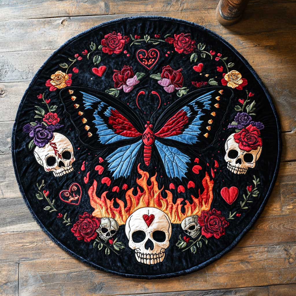 Butterfly Flame WN2504009CL Quilted Round Mat