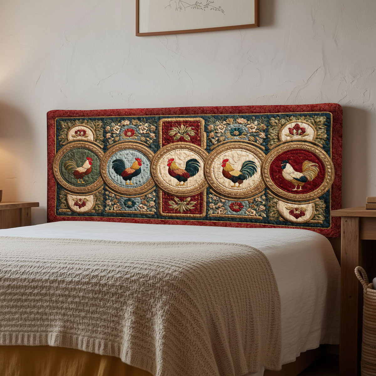 Farmhouse Fowl CP2012002CL Quilted Headboard Slipcover