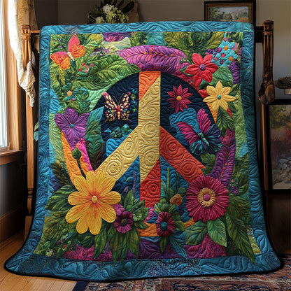 Peace Sign Flower WY2301071CL Quilt