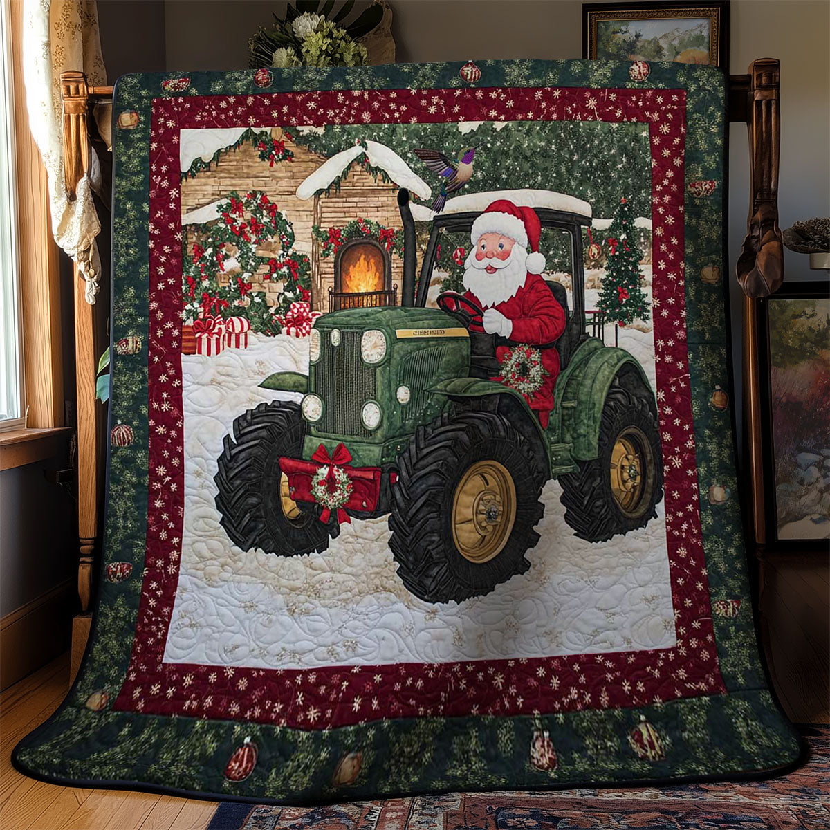 Santa's Green Ride WN2011020CL Quilt