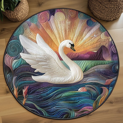 Elegant White Swan WJ0304036CL Quilted Round Mat