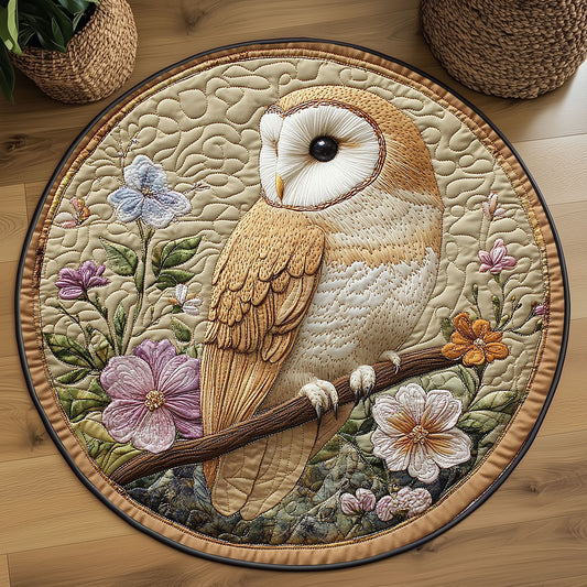 Floral Owl WP2204029CL Quilted Round Mat