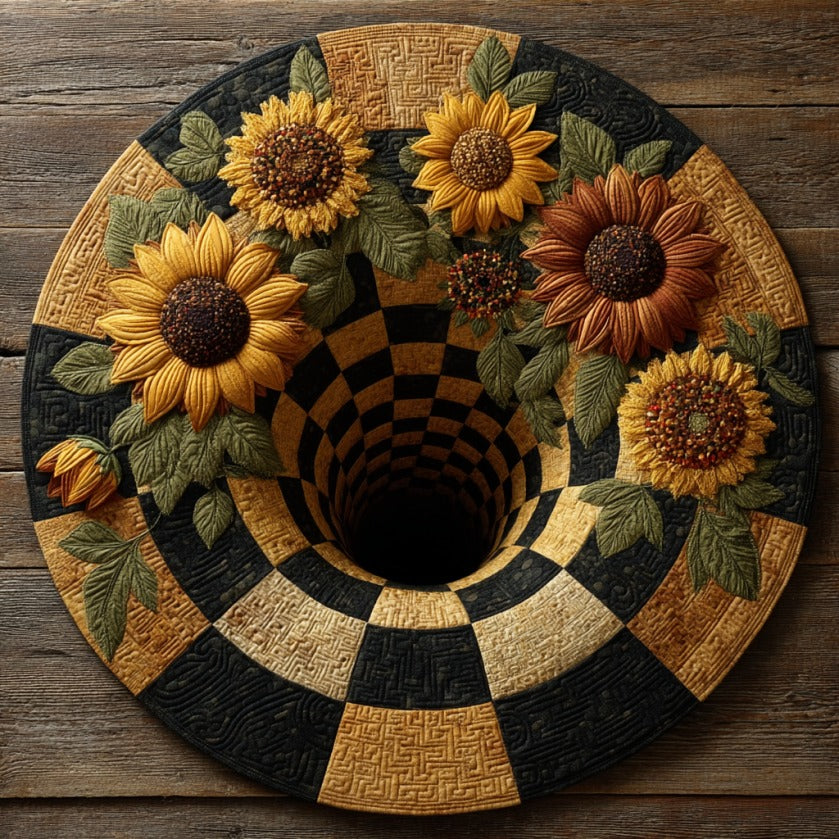 Sunflower Abyss XR2809019CL Quilted Round Mat