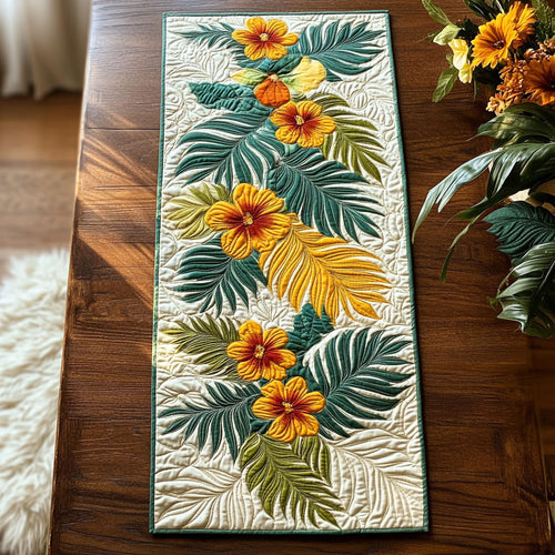 Palm Flower CP1605010CL Quilted Table Runner