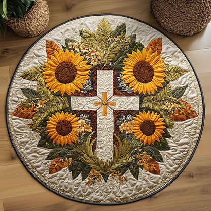 Sunflower Cross WN2508106CL Quilted Round Mat