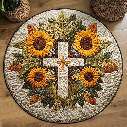 Sunflower Cross WN2508106CL Quilted Round Mat