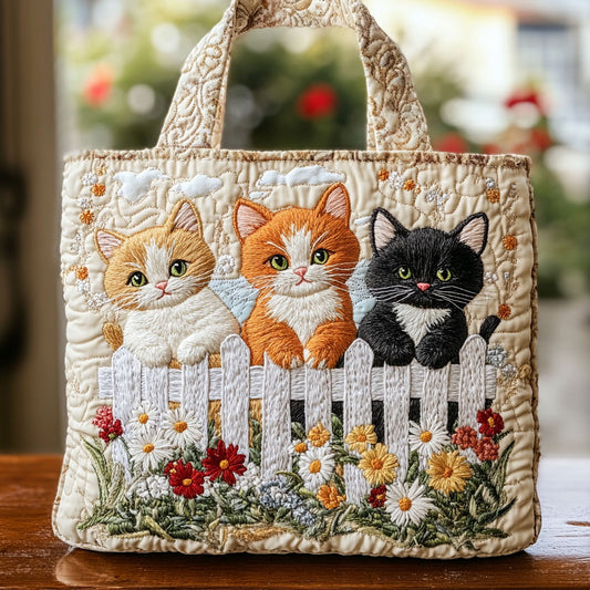 Feline Blossoms CW0110009CL Quilted Tote Bag