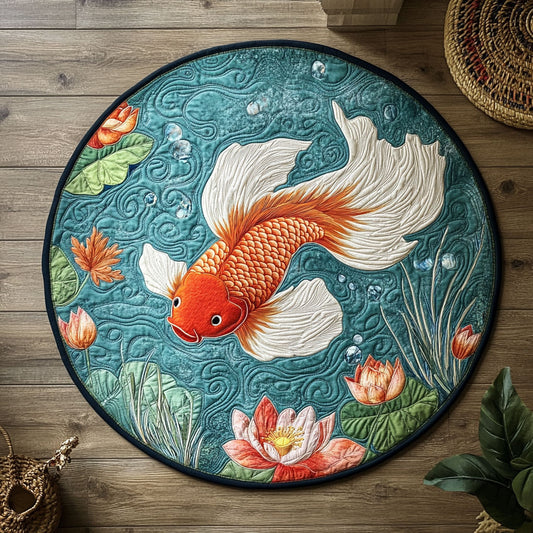 Goldfish And Lily Pad WY3006090CL Quilted Round Mat