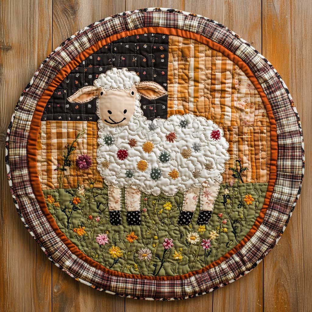 Bloom Sheep WN1905018CL Quilted Round Mat