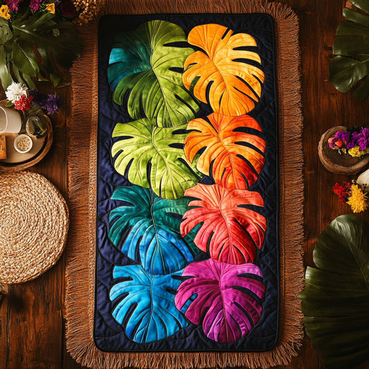 Monstera Burst WN0307104CL Quilted Table Runner