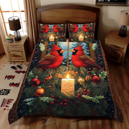 Christmas Cardinal Bird WJ0212041CL Duvet Cover Set