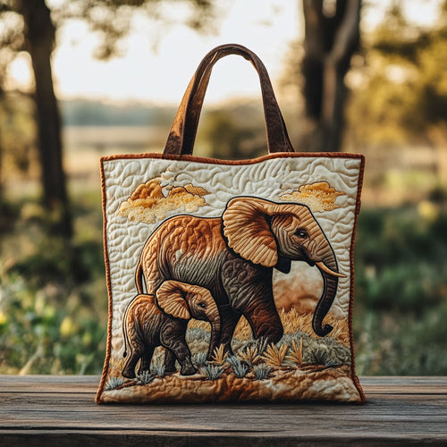 Peaceful Elephant Nest WN0910053CL Quilted Tote Bag