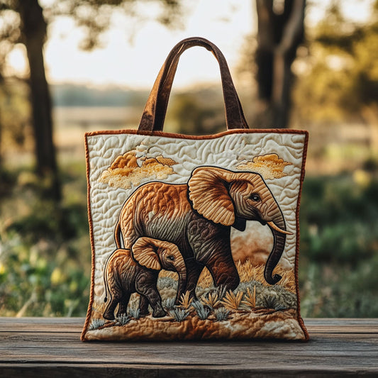 Peaceful Elephant Nest WN0910053CL Quilted Tote Bag