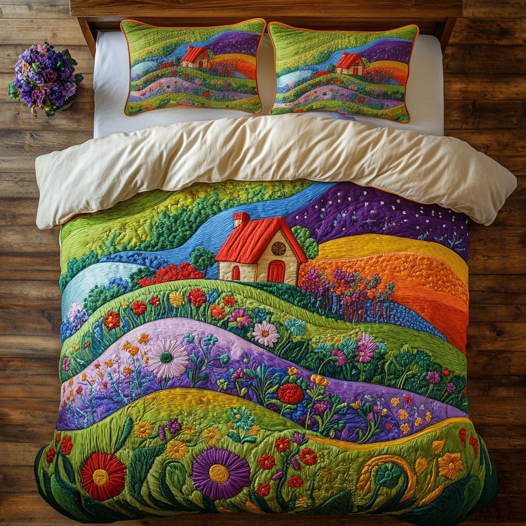 Stitched Flower Garden WN1507094CL Duvet Cover Set