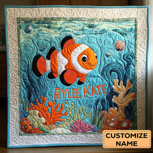 Clownfish Ocean WY2607015CL Personalized Baby Quilt