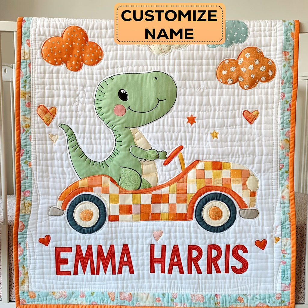 Dino Drive CW2407002CL Personalized Baby Quilt