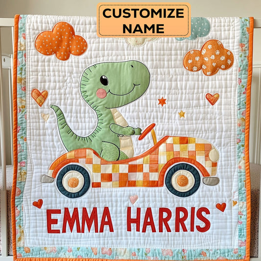 Dino Drive CW2407002CL Personalized Baby Quilt