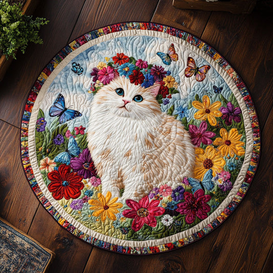 Floral Cat CW1407020CL Quilted Round Mat