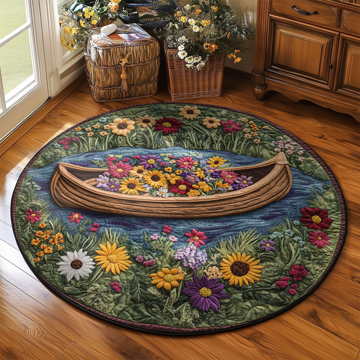Flower Boat WY2203071CL Quilted Round Mat