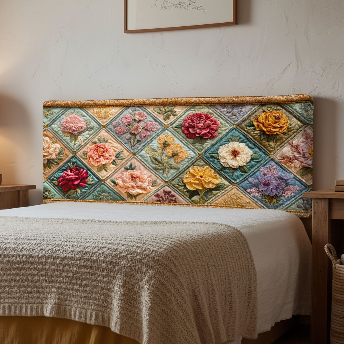 Floral Trellis CP2412005CL Quilted Headboard Slipcover