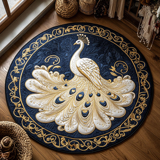 Regal White Peacock WY2305007CL Quilted Round Mat