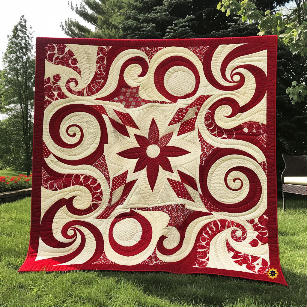 Swirly Red Star WJ3010021CL Quilt