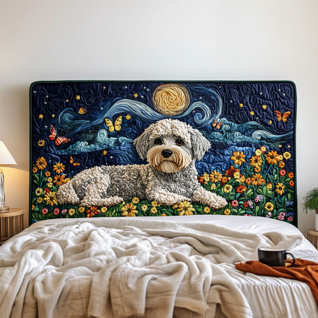 Starry Night Schnauzer KL2312023CL Quilted Headboard Slipcover