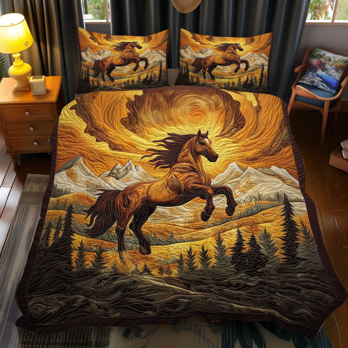 Horse Native American WJ2012045CL Duvet Cover Set