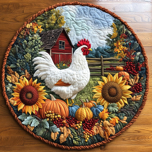 The Barnyard Rooster WY2108006CL Quilted Round Mat