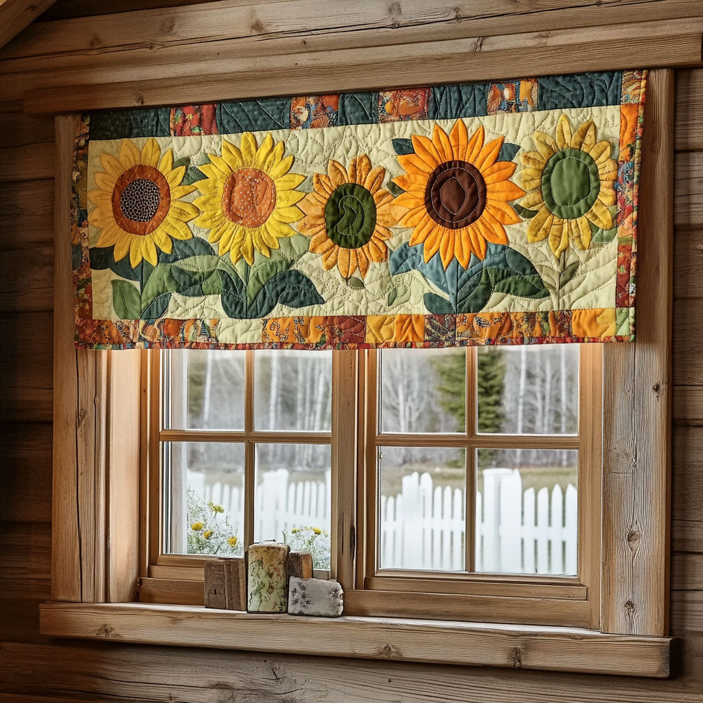 Sunflower Garden WY2203104CL Quilted Valance