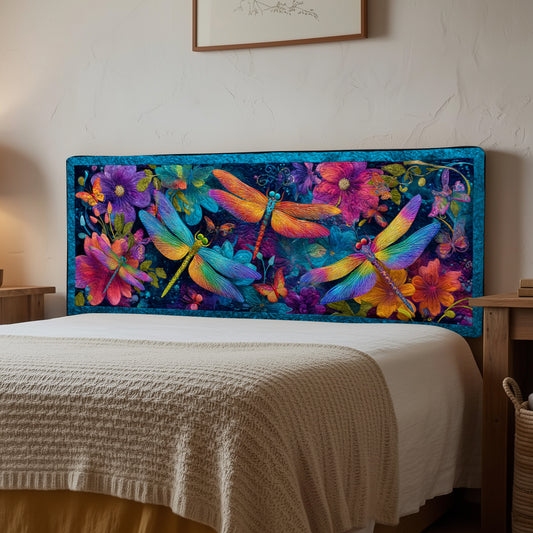 Rainbow Dragonflies XR1212006CL Quilted Headboard Slipcover