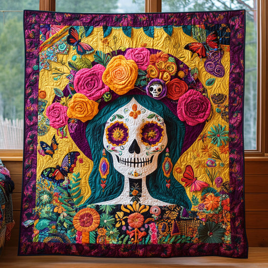 Skull In Bloom CP0508042CL Quilt