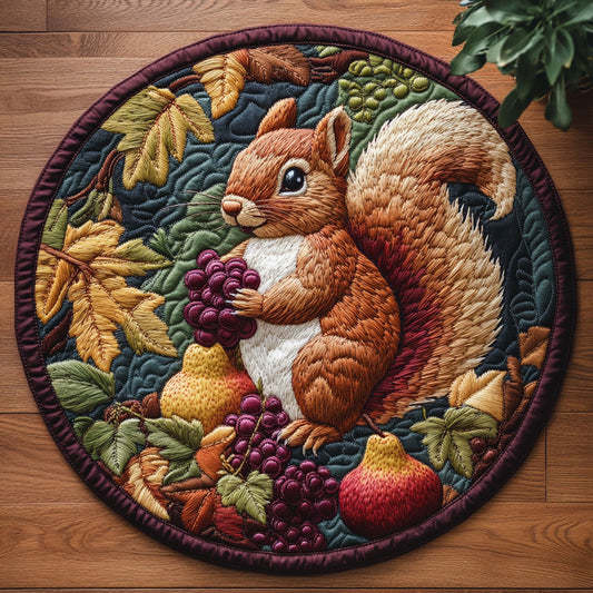 Autumn Squirrel CM2204008CL Quilted Round Mat