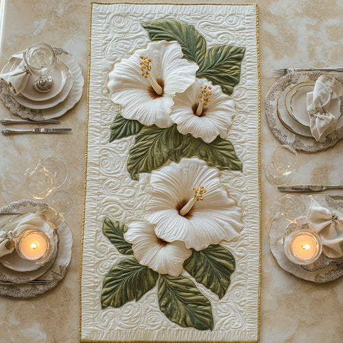 Hibiscus Flower WX0606023CL Quilted Table Runner