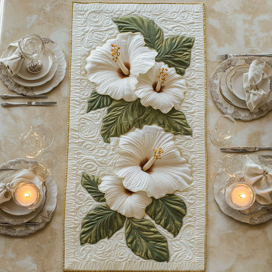 Hibiscus Flower WX0606023CL Quilted Table Runner