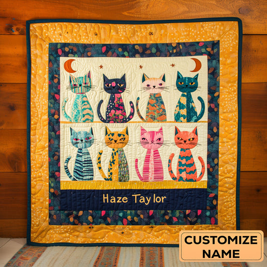 Starry Cats WN2407064CL Personalized Baby Quilt