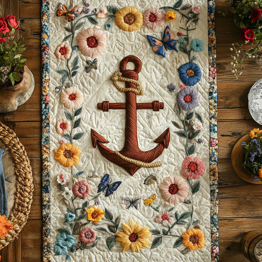 Anchor And Petals WN0407001CL Quilted Table Runner