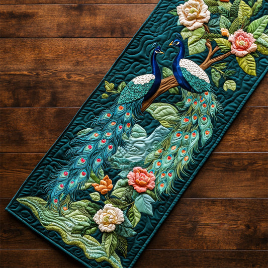 Mystic Peacock Courtship WY0907036CL Quilted Table Runner