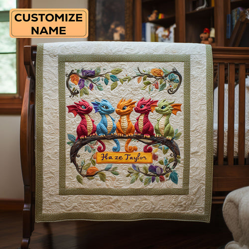 Twilight Dragons WN1807100CL Personalized Baby Quilt