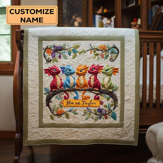 Twilight Dragons WN1807100CL Personalized Baby Quilt
